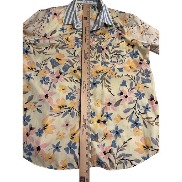 Coldwater Creek Woman’s XL Floral Button-Up Shirt Cotton Blouse Striped Collar - Picture 7 of 13